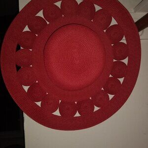 RED Karen Keith Red sunhat with circle cutouts